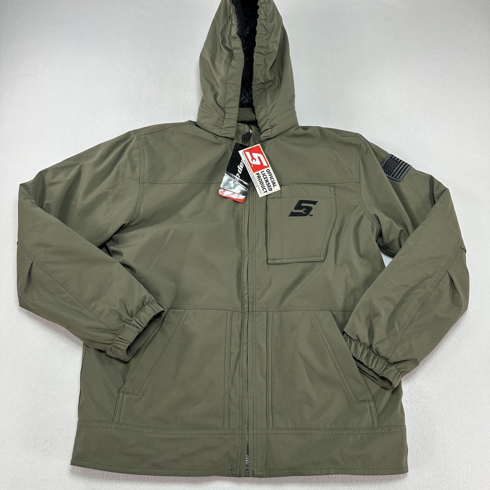 Snap-on Jacket Youth Large Green Hooded Full Zip Softshell Logo Quilted Warm